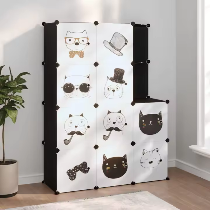 vidaXL Estantería infantil de cubos con 10 compartimentos negro PP - 1