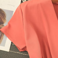 Nuevo Vestido De Verano 2026 Para Mujer Estilo Casual Con Cuello En V Manga Corta Lace up Pleated Chiffon Vestido De Cintura Alta - details 9