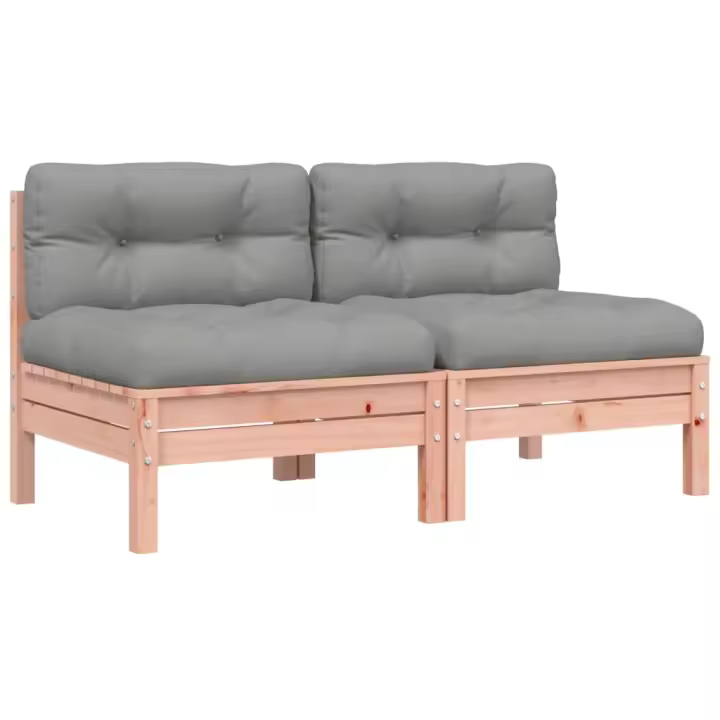 vidaXL Sofás jardín cojines sin reposabrazos 2 uds madera cera Marrón pino, Douglas natural, Impregnado natural Conjunto Terraza Muebles Jardín Exterior Juego de Muebles de jardín Mueble Jardín Exterior Muebles de Salon Exterior - 1