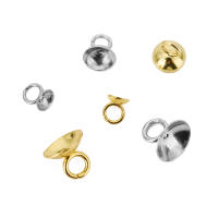 30pcs Colgante De Perla Conector Bail De Acero Inoxidable Para Bricolaje De Joyería Accesorios De Capuchones De Cuentas Metálicas - details 4