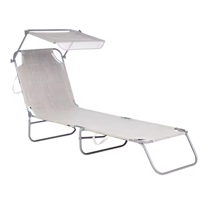 Tumbona de tela de textileno with Estructura de Aluminio y Asas de Transporte Ideal Para La Playa, El Jardín, El camping y la Pool color Gris - 1