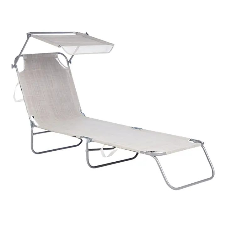 Tumbona de tela de textileno with Estructura de Aluminio y Asas de Transporte Ideal Para La Playa, El Jardín, El camping y la Pool color Gris - 1