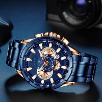 Reloj Deportivo Casual CURREN Para Hombres Con Cronógrafo Y Pantalla Grande De Acero Inoxidable Luminoso Resistente Al Agua Y De Cuarzo - details 11