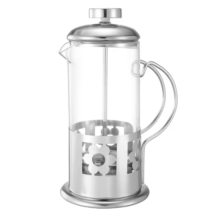 Cafetera Francesa - Tetera - Vidrio con Base de Acero Inoxidable – Opciones de 350ML y 600ML – Ideal para Café, Té e Infusiones – Alta Resistencia y Diseño Moderno - 1