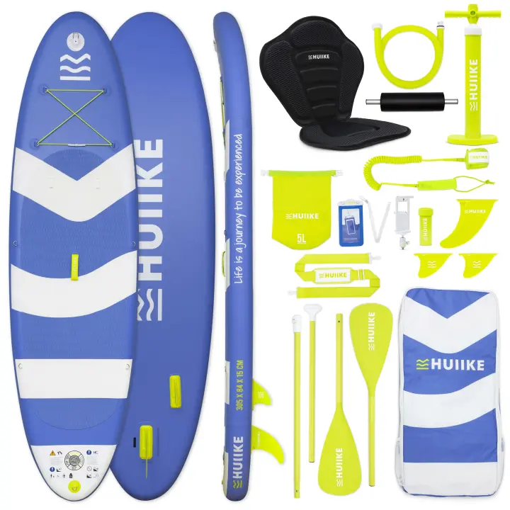 Tabla Paddle Surf Hinchable con Accesorios Premium - HUIIKE | Tabla Padel Surf Hinchable con Remo Doble Uso y Asiento Kayak | Stand Up Paddle Board Gran Estabilidad y Resistencia | Pádel SUP Board - 1