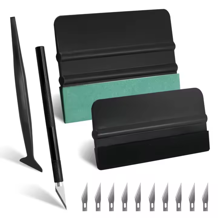 Kit De Herramientas Para Película De Coche 14 Piezas Herramienta De Espátula De Goma Para Vinilo Y Tintado De Ventanas De Vehículo Accesorios De Empaque Para Automóviles - 1