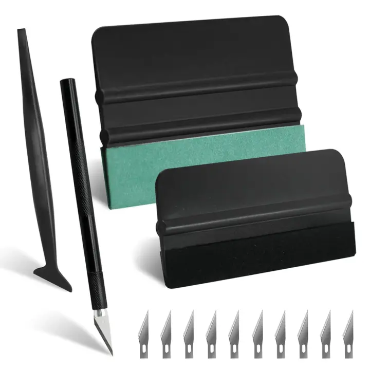Kit De Herramientas Para Película De Coche 14 Piezas Herramienta De Espátula De Goma Para Vinilo Y Tintado De Ventanas De Vehículo Accesorios De Empaque Para Automóviles - 1
