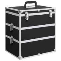 vidaXL Maletín de Maquillaje de Aluminio 37x24x40 cm Estuche Cosméticos Color Negro,  Plateado,  Rosa y mas - details 0