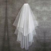 Velo De Boda Corto Y Barato Con Peine 2 Capas Estilo Corte Simples Accesorios De Novia Para Mujeres - details 2