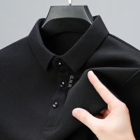 Camisa Polo Larga Para Hombres Con Estampado De Letras En La Cuello Cuello Redondo Casual Top De Poliéster Ajuste Regular - details 3