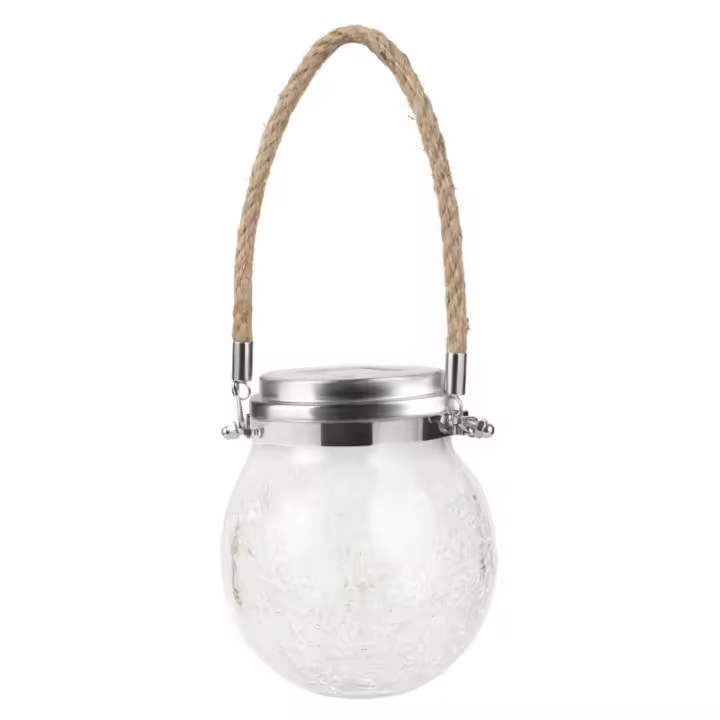 Luces solares colgantes para exteriores, farol impermeable para exteriores, paquete de 2 farolillos de cristal decorativos (luz cálida) - 1