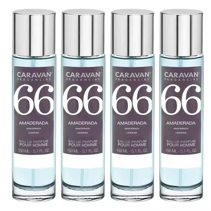 4x Caravan Perfume de Hombre Nº66 - 150ml, Fragancia Acuosa de Pomelo, Notas Marinas y Ámbar Gris - 1