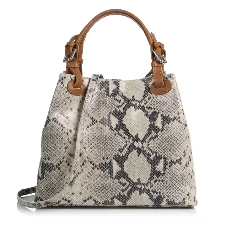 Firenze Artegiani. Emanuela Bolso tote Mujer.Piel auténtica Gamuza Pitón Dollaro . Made in Italy. Vera Pelle Italiana. - 1