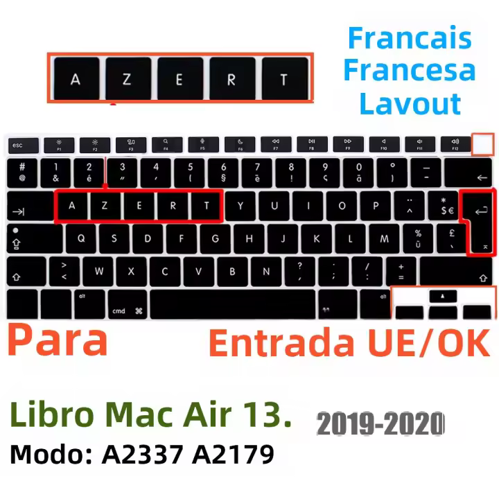 Funda De Teclado Para MacBook Air 13 Pulgadas 2022 2021 2020 Lanzamiento A2337 M1 A2179 Con Touch ID Protección Impermeable Silicona - 1