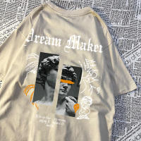 Camiseta De Algodón Para Hombre Dream Maker Brave Patrón De Escultura Vintage Cómoda Casual Para Pareja Camiseta Suelta Cuello Redondo - details 27