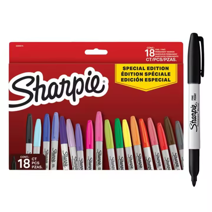 SHARPIE ROTULADOR SHARPIE PERMANENTE PUNTA FINA 18 COLORES SURTIDOS EDICION LIMITADA 1x23x17 Cms. - 1
