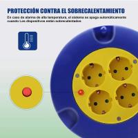 WAOW-Extensión de Cable con base de alimentación de bobina enrollable de 5 10 15 20 25 m y 4 Base. - details 1