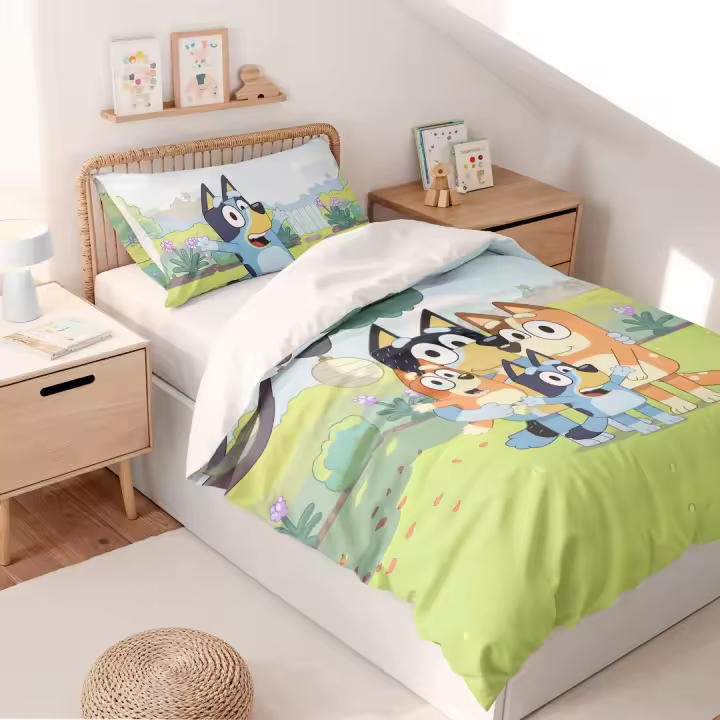 Funda Nórdica Infantil BLUEY + Funda de Almohada – Algodón Suave y Transpirable - 1