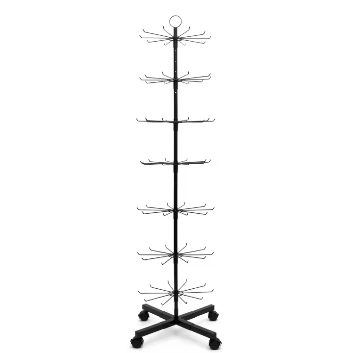 Estante de exhibición para minoristas, estante de exhibición giratorio para eventos y tiendas de joyería, 7 niveles movibles y ajustables, 1 unidad, color negro - 1