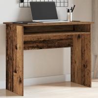 vidaXL Escritorio de madera contrachapada 90x50x74 cm en color Blanco/Blanco brillante/Gris hormigón y más | estructura resistente ideal para salón dormitorio o estudio - details 4