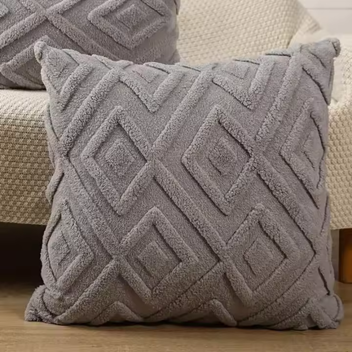 Funda De Cojín De Velours Blanco Crema Con Patrón De Copos De Nieve Suave Y Gruesa Decorativa Para Dormitorio Y Sala De Estar - 1