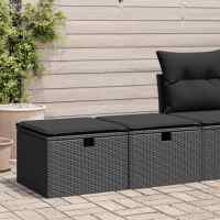 vidaXL Set sofás jardín y cojines 2 pzas ratán sintético acacia en color Negro y crema/Marrón/beige y crema y más | acolchados duraderos para sofás de jardín terraza exterior - details 6