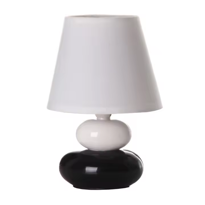 Lola Home Lámpara de mesita de noche de cerámica blanca y negra de Ø 15x22 cm - 1