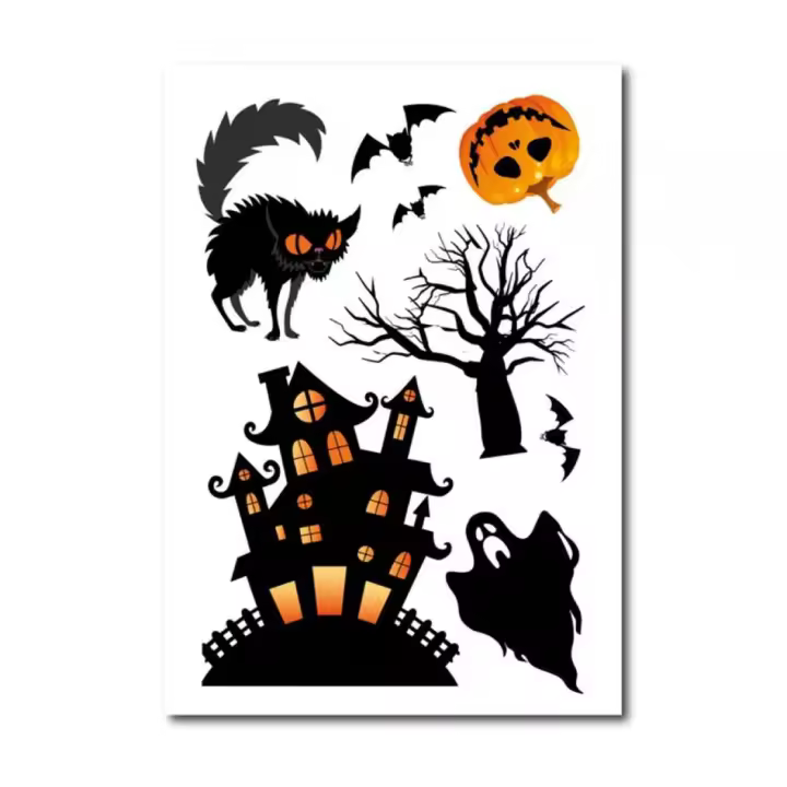 Partilandia Pegatina de Casa Embrujada negra de vinilo de 20x30 cm - 1