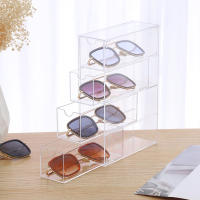 Estuche De Acrílico Transparente Para Gafas Caja De Exhibición De Sol Para Escritorio Con Cuatro Capas Organizador De Maquillaje Y Estación De Estudio a Prueba De Polvo - details 2