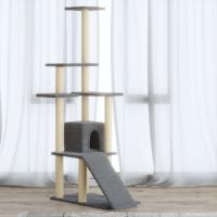 vidaXL Rascador para Gatos con Postes de Sisal 155 cm Torre Mascotas Color Crema,  Gris claro,  Gris oscuro y mas - details 1