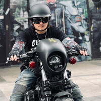 Casco De Motocicleta Retro De Cuero Medio Para Hombres Ligero Y Cómodo Con Cubierta Para Gafas Y Esquí Adecuado Para Motociclistas - details 3