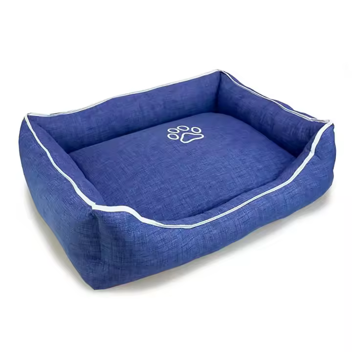 Arquivet, Cama para Perros Cuadrada Azul con Huella y Ribete, 3 Tallas para Perros Pequeños, Medianos y Grandes - 1