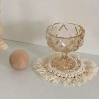 Mantelera De Algodón Tejida a Mano Estilo Bohemio Con Borlas No Esmerilada Antideslizante Para Taza Alfombrilla De Mesa Decorativa - details 17