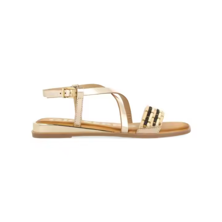 sandalia con pala fantasia y cuña metalizada 3cm modelo dobrova - 1