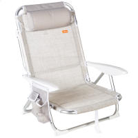 Aktive - Silla de playa plegable multiposición, aluminio y textileno, asiento bajo, incluye bolsillo lateral, cojín acolchado, asa de transporte, silla reclinable de playa, respaldo reclinable - details 2