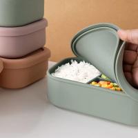 Bolsa de almuerzo aislante tipo bento para almacenar alimentos Lytnzl Lonchera de silicona con tres compartimentos La comida no gotea Segura y saludable Adecuada para adultos y niños - details 0