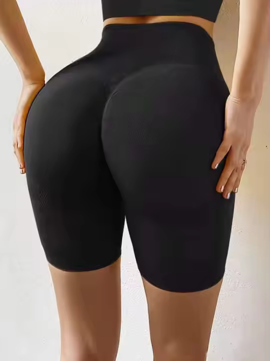 Leggings Deportivos Mujer Sin Costuras Talle Alto Ence Pierna Estilo Casual Negro - 1