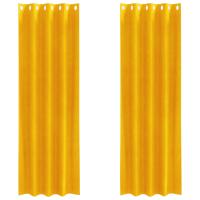 Cortinas Opacas de vidaXL con Ojales 2 pcs Mostaza Amarillo Terciopelo - details 1