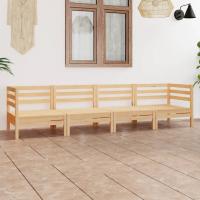vidaXL Juego de muebles de jardín 4 piezas madera maciza de pino en color Marrón/Blanco | almacenamiento funcional diseño moderno para baño dormitorio sala - details 0