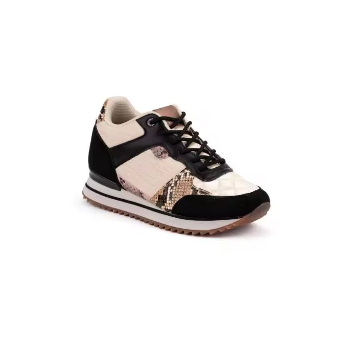 YUMAS Niurka Zapatilla deportiva sneaker mujer Negro Beige y animal print - Cómoda, Transpirable y Casual - 1