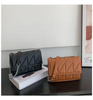 Bolso De Hombro Para Mujer Con Cadena Y Parche Bordado Bolso Bandolera Diario Sólido Color PU Cuero Sintético Cuadrado - details 8