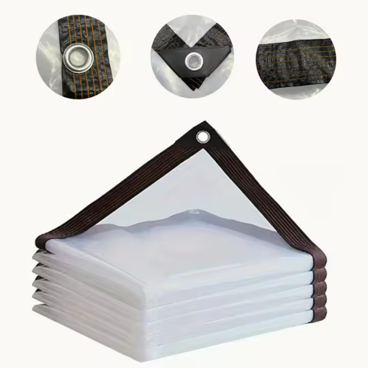 Tarpalina transparente impermeable y resistente a los rayos UV para jardín cubierta de lluvia con ojales plástico PVC Duradero para camping terraza Canopy - 1
