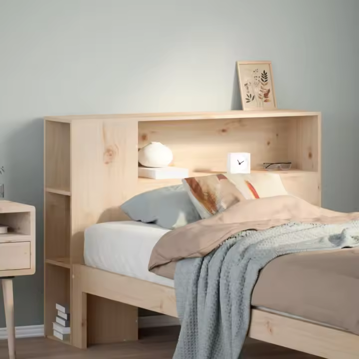 Cabecero de cama con almacenaje madera maciza de pino 90 cm - 1