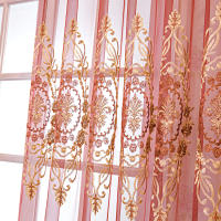 Cortina Europea De Encaje Transparente Con Patrón Geométrico Y Flores Para Decoración Del Hogar 1 Panel Con Bolso De Tubería - details 3