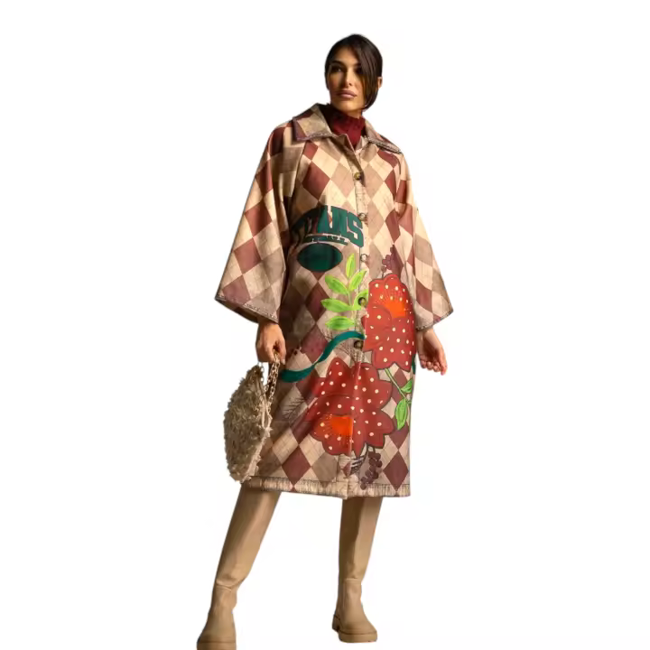 Vestido oversize mujer con estampado de amapolas – estilo boho chic elegante – WA Wild Animal – talla única - 1