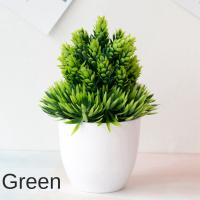 Planta Artificial De Bonsái Pequeña En Maceta Flores Verdes Falsas Ornamentos Para Decoración De Jardín Hogar Hotel Fiesta - details 19