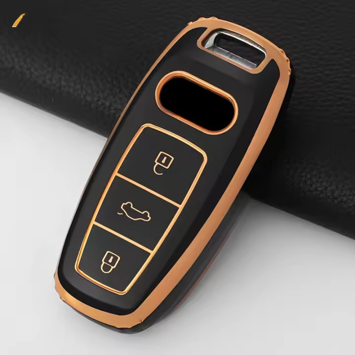 Funda De Llave De Coche TPU Para Audi 4K A8 E-tron Q5 Q7 Q8 C8 D5 SQ8 R8 A1 A3 A4 A6 A7 Protector De Llave Con Cadena - 1