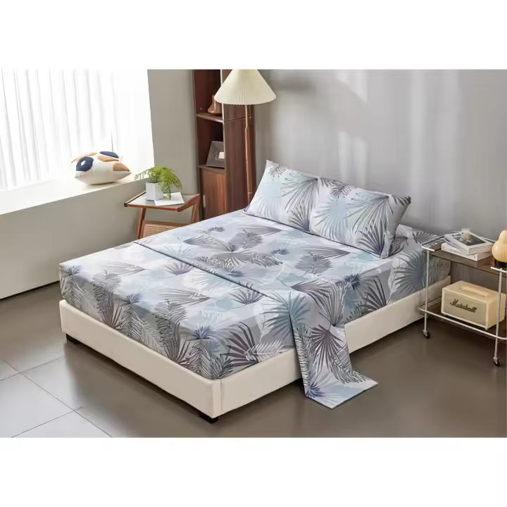 Juego de sabanas estampada (3 piezas): sábana encimera + sábana ajustable + 1 fundas de almohadade no hace bolitas - 1