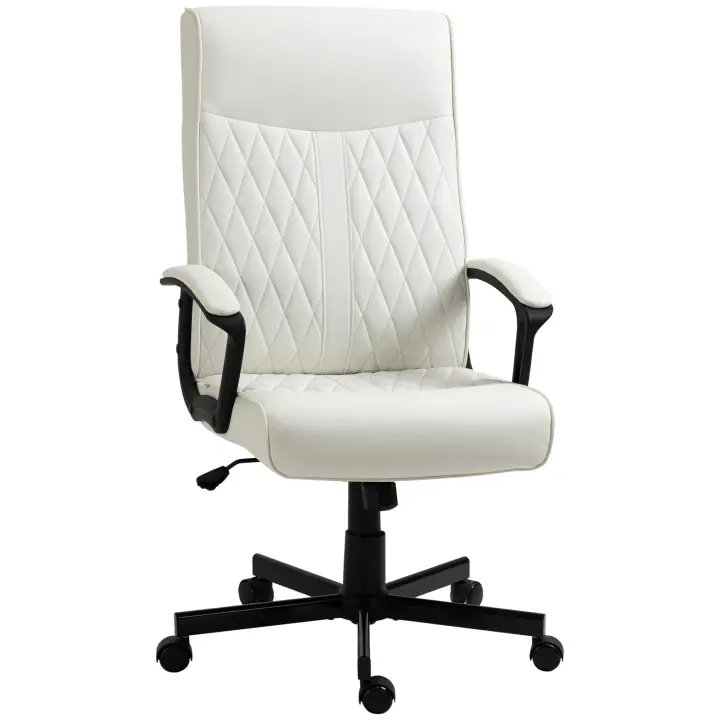 Vinsetto Silla de Oficina Giratoria 360° Silla de Escritorio de Polipiel con Respaldo Alto Altura Ajustable y Función de Inclinación para Salón Oficina Carga 120 kg 65x65x102-112,5 cm - 1