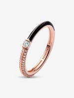Pandora ME with pavé y Negro-Baño de Oro Rosa de 14 K Pandora - Anillo Doble - details 1
